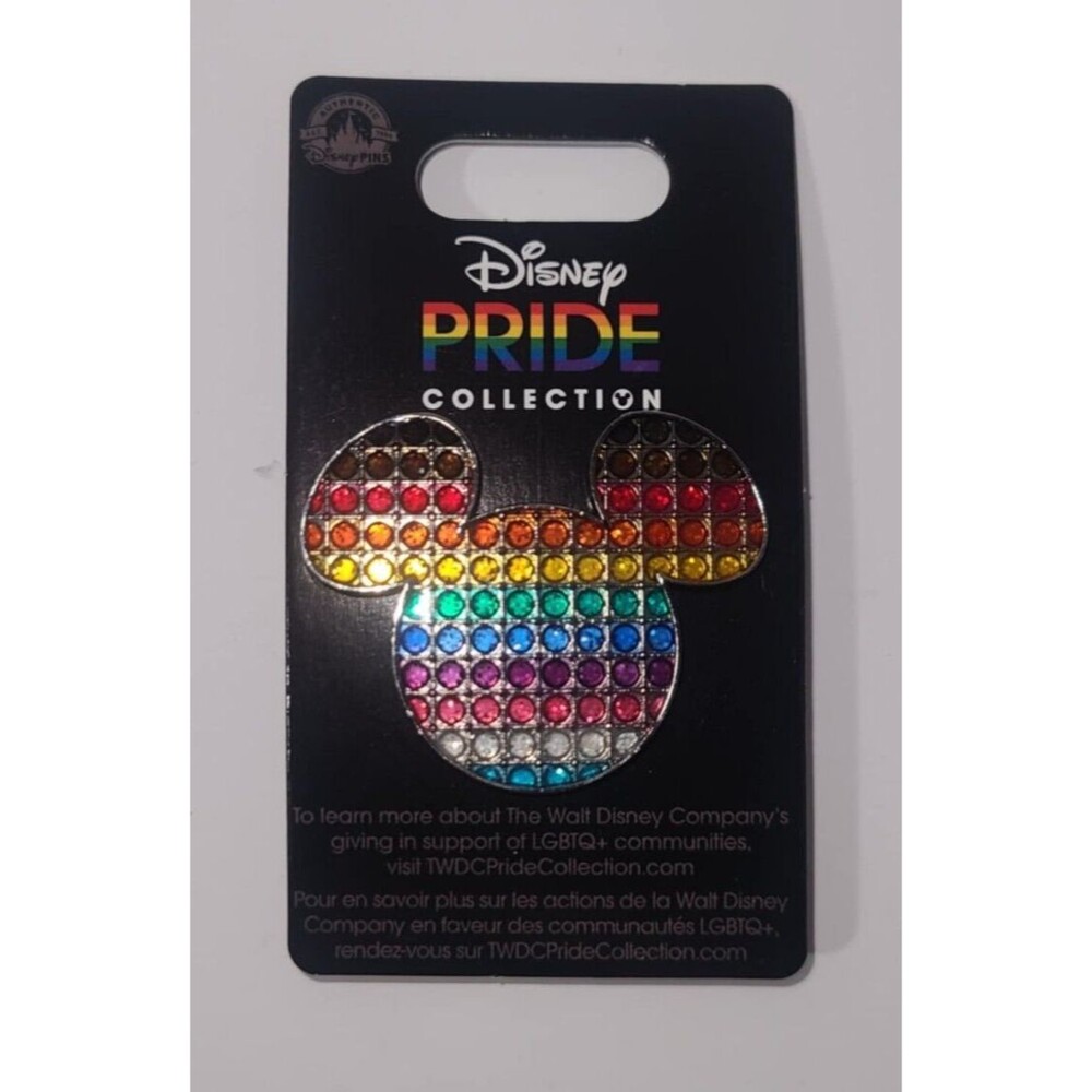 Disney Collector Pin LGBTQ Rainbow Pride Mickey Head Icon with Rhinestones 2023